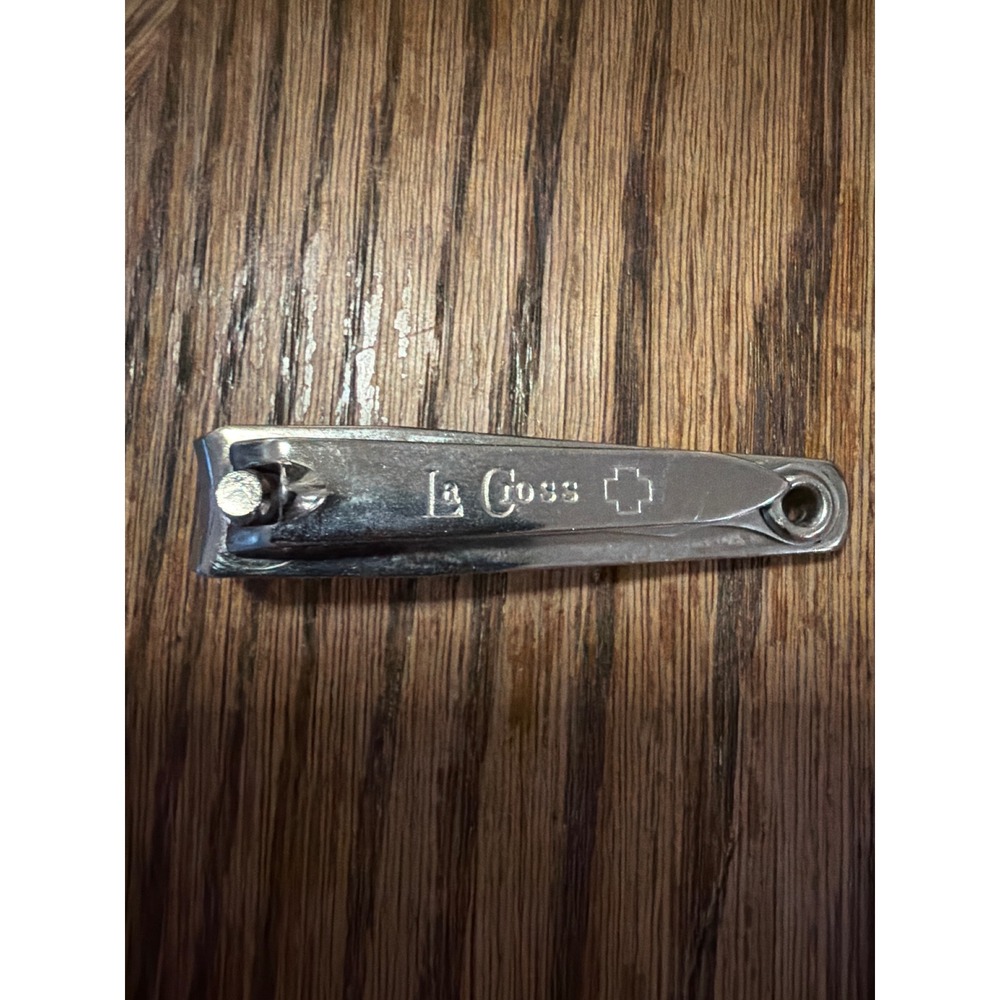 Vintage La Cross Chrome Plated Steel Fingernail Clippers Silver Keychain Tool